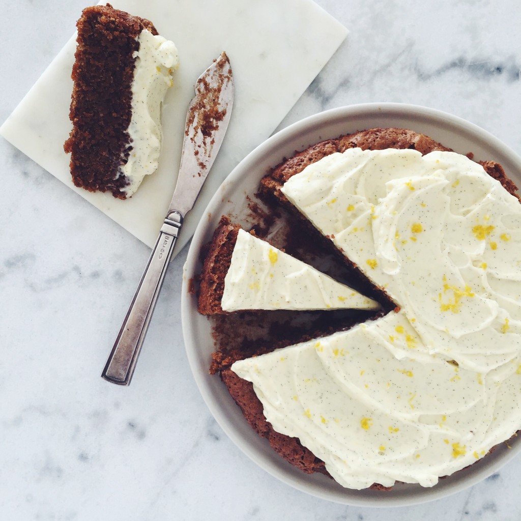 Carrot cake with white chocolate cream cheese frosting